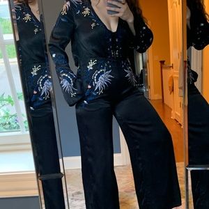 Free People Embroidered Silky Jumpsuit